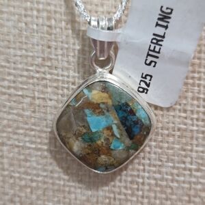 Sterling Silver & Royston Turquoise Pendant Necklace